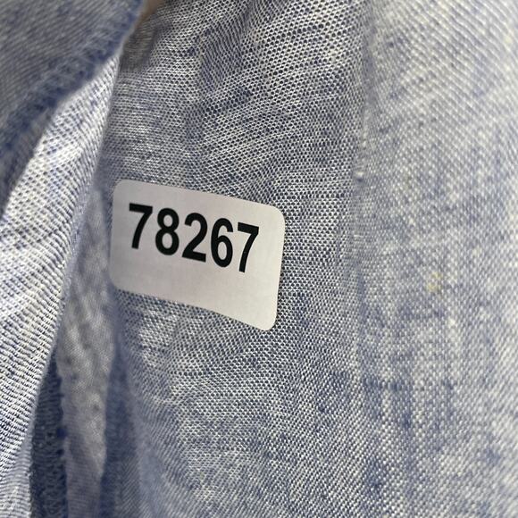 J. JILL Dress XS Love Linen Cross Dyed V-Neck Bell Sleeve Tunic Blue Mini Dress - Picture 11 of 11